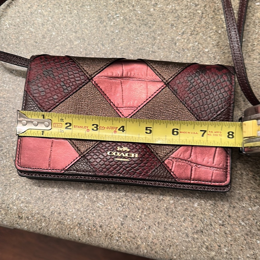 COACH Hayden Accordian Zip Metallic Ox Blood Snake Print Patchwork Wallet Clutch - Picture 11 of 14